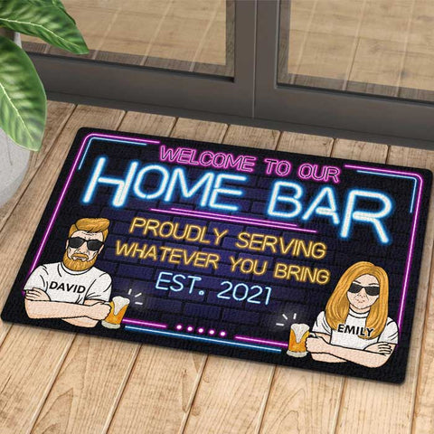 Welcome To Our Home Bar - Gift For Couples, Husband Wife, Personalized Decorative Mat