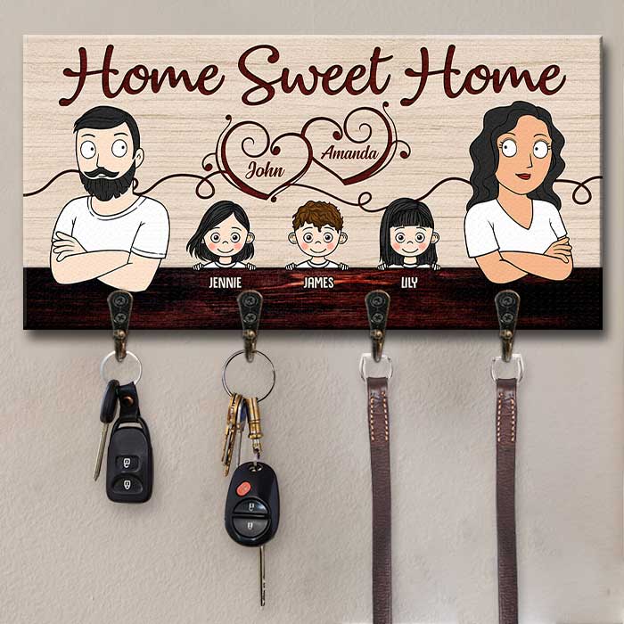 Sweet Home - Personalized Key Hanger, Key Holder - Gift For Couples, Husband Wife