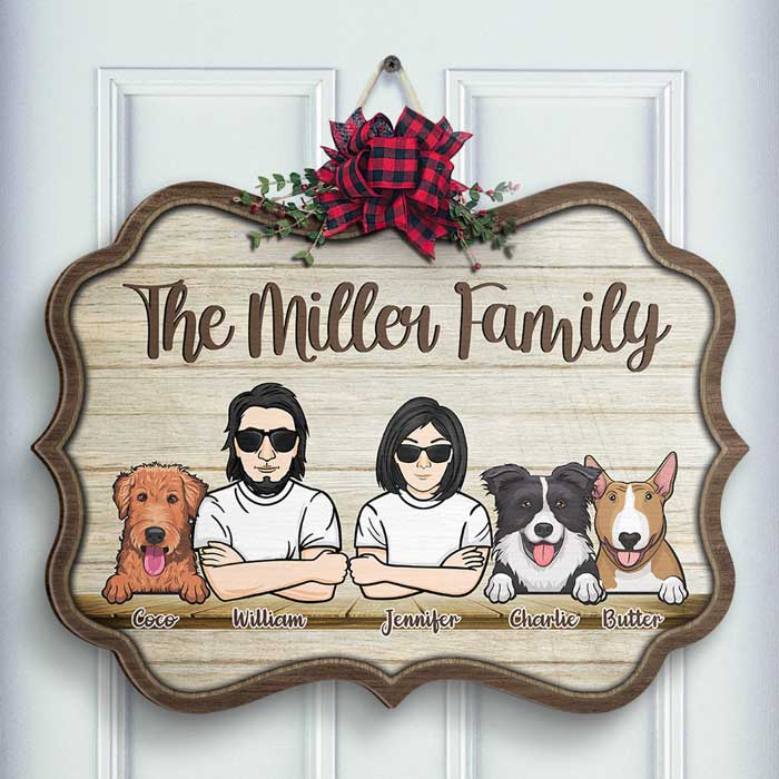 Welcome To Our Family - Gift For Dog Lovers - Personalized Shaped Door Sign