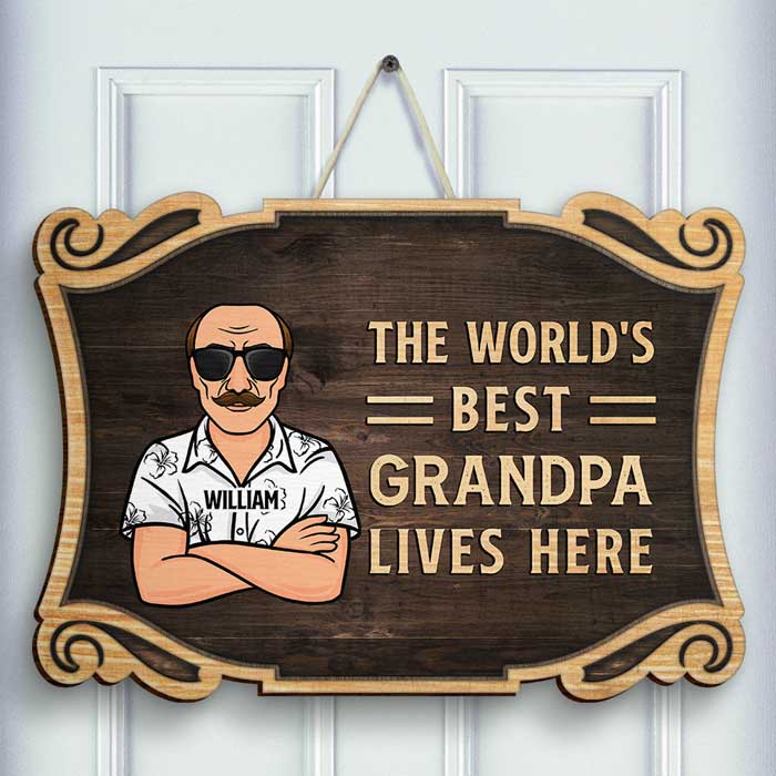 The World's Best Grandparents Live Here - Personalized Shaped Door Sign