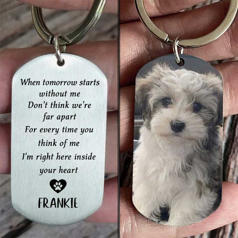 For Every Time You Think Of Me, I'm Right Here Inside Your Heart - Upload Image, Personalized Keychain