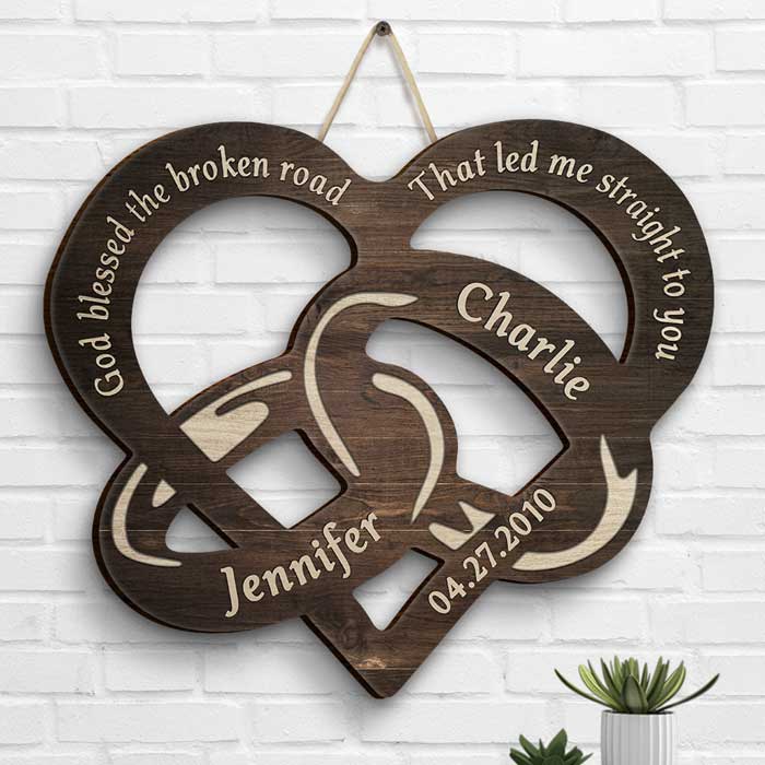 From The First Kiss Till The Last Breath - Gift For Couples, Husband Wife, Personalized Shaped Wood Sign