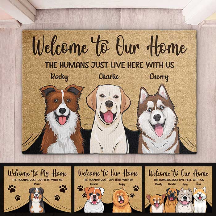 Welcome To Our Home - Gift For Dog Lovers, Personalized Decorative Mat
