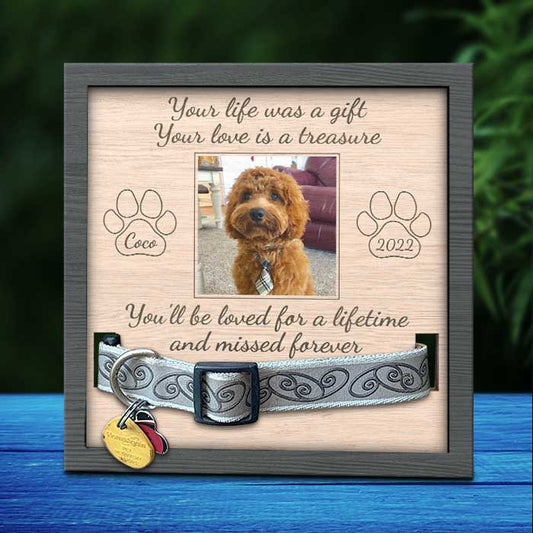 Your Love Is A Treasure - Upload Image, Personalized Memorial Pet Loss Sign (9x9 inches)