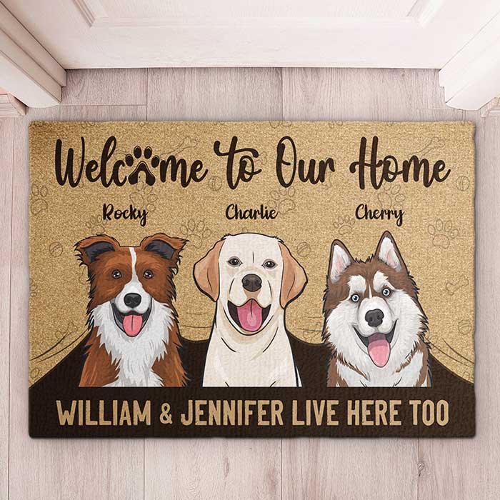 Welcome To Our House, Paw Parents Live Here Too - Personalized Decorative Mat