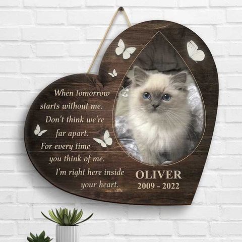 Don't Think We're Far Apart, Pet In My Heart - Upload Image, Personalized Shaped Wood Sign