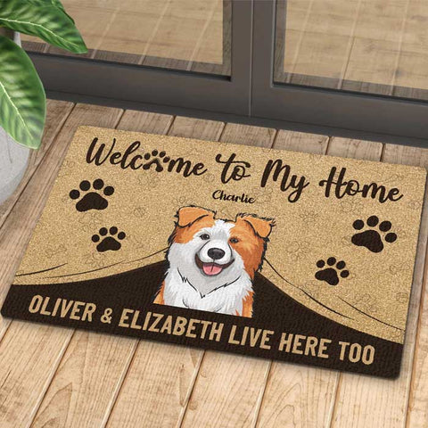 Welcome To Our House, Paw Parents Live Here Too - Personalized Decorative Mat