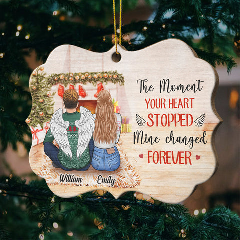 Half Of My Heart Is In Heaven With My Angel - Missing You Always - Gift For Couples, Personalized Shaped Ornament