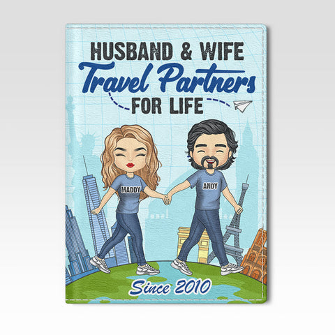 Husband Wife Best Traveled Together - Personalized Passport Cover, Passport Holder - Gift For Couples, Husband Wife