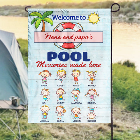 Welcome To Papa and Nana's Pool - Personalized Flag