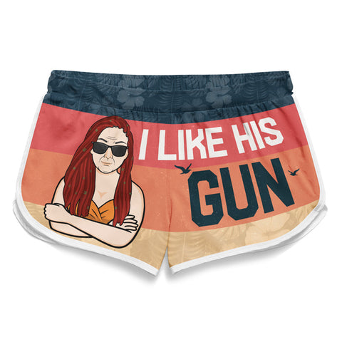 I Like Her Buns - Personalized Couple Beach Shorts - Gift For Couples, Husband Wife