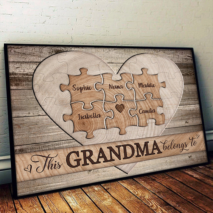 Wooden Heart - Belong To - Personalized Horizontal Poster