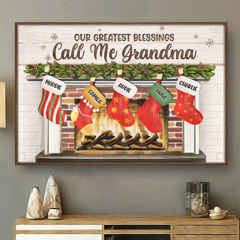 Our Greatest Blessings Call Us Grandma & Grandpa - Personalized Horizontal Poster
