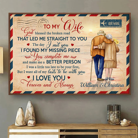 To My Wife I Love You Forever And Always - Gift For Couples, Personalized Horizontal Poster