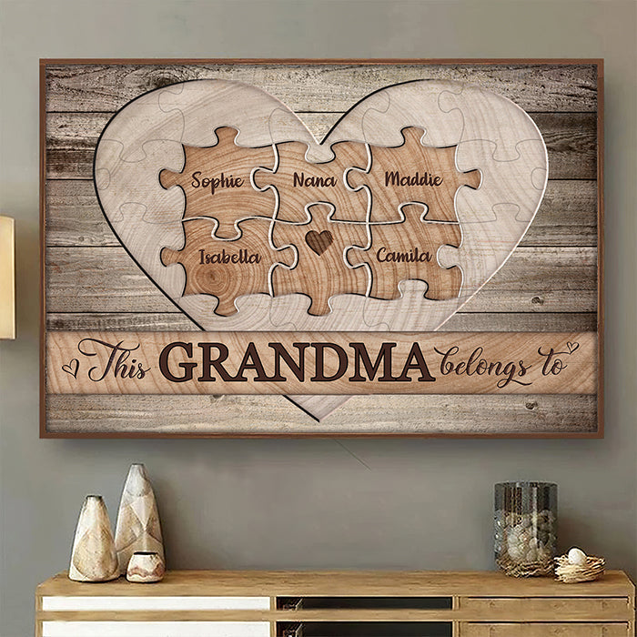 Wooden Heart - Belong To - Personalized Horizontal Poster