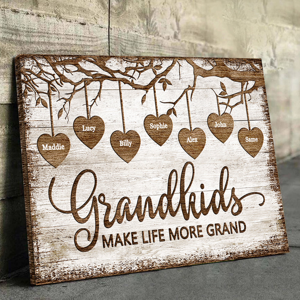 Grandkids Make Life More Grand - Personalized Horizontal Canvas