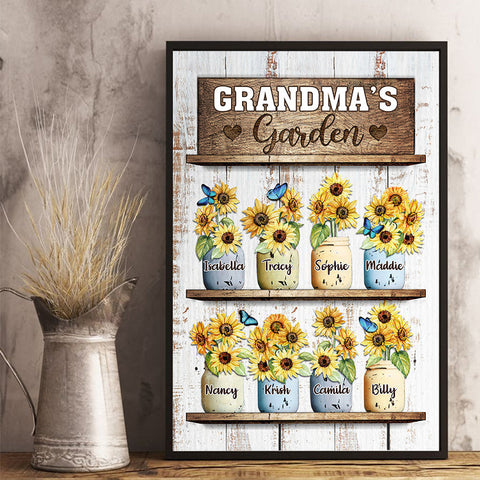 Grandma's Sunflower Garden - Personalized Vertical Poster