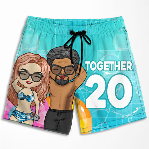 You And Me Together Since - Personalized Couple Beach Shorts - Gift For Couples, Husband Wife