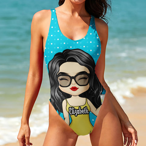 A Girl Who Loves Beaches - Personalized Once Piece Swimsuit, Swimwear