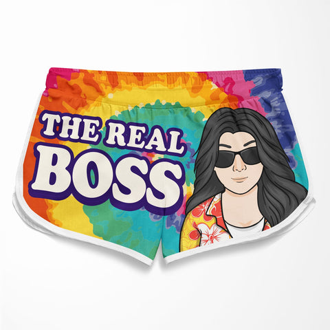 The Boss The Real Boss - Personalized Couple Beach Shorts - Gift For Couples, Husband Wife