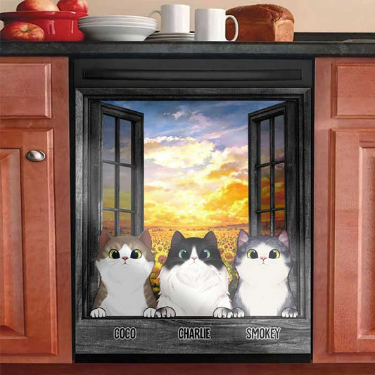 Cats By The Window - Personalized Dishwasher Cover