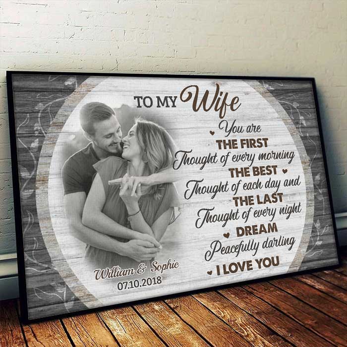 You Are The First Thought Of Every Morning - Upload Image, Gift For Couples - Personalized Horizontal Poster