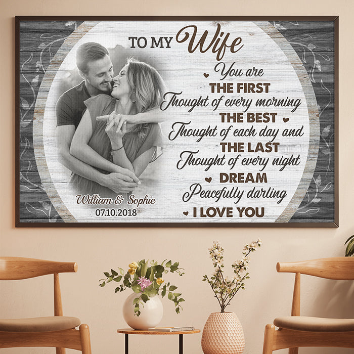 You Are The First Thought Of Every Morning - Upload Image, Gift For Couples - Personalized Horizontal Poster