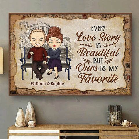 Our Love Story Is My Favorite - Gift For Couples, Personalized Horizontal Poster