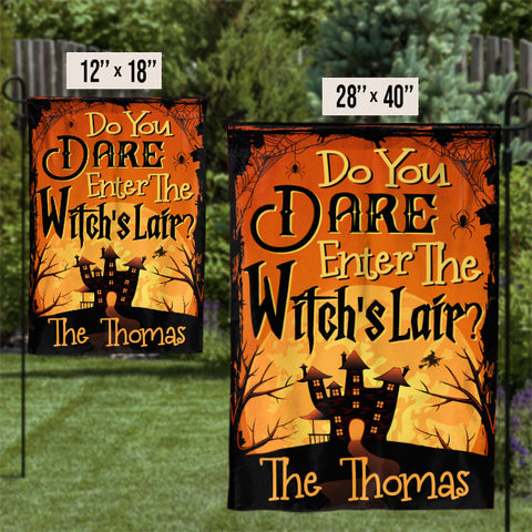 Do You Dare Enter The Witch's Lair - Personalized Flag, Halloween Ideas.