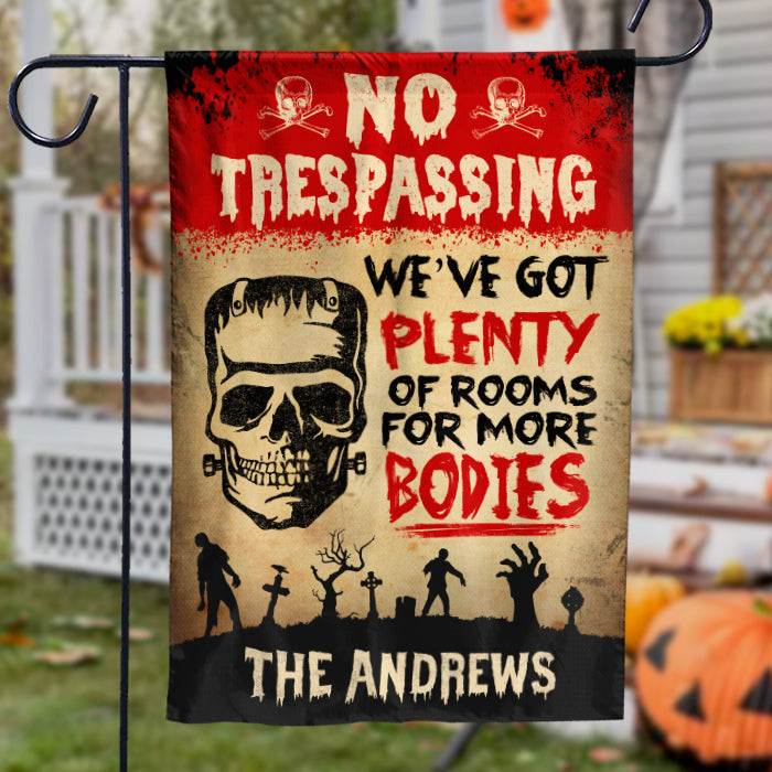 We've Got Plenty Of Rooms For More Bodies - Personalized Zombie Flag, Halloween Ideas.