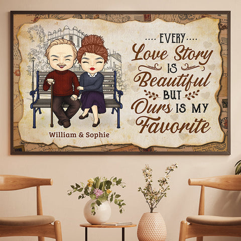 Our Love Story Is My Favorite - Gift For Couples, Personalized Horizontal Poster