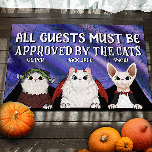All Guests Must Be Approved By Our Cats - Cats Halloween - Personalized Decorative Mat