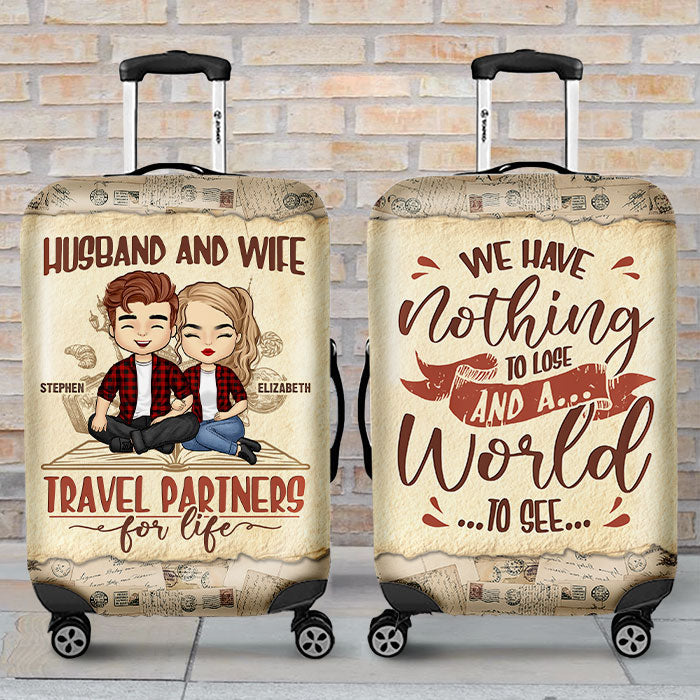 Have A World To See - Personalized Luggage Cover - Gift For Couples, Husband Wife