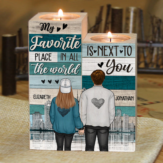 My Favorite Place Is Next To You - Gift For Couples - Personalized Candle Holder