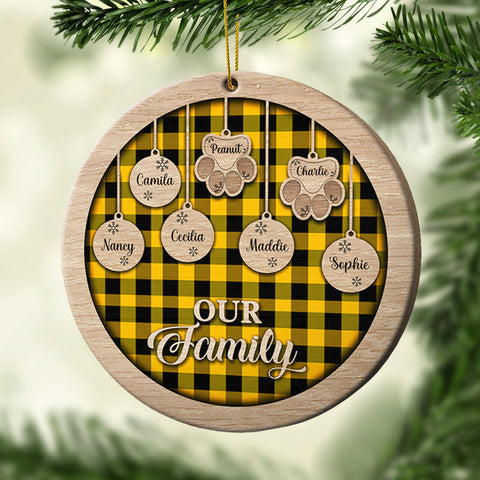 Happy Christmas With Our Family - Personalized Round Ornament