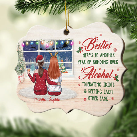 Besties We Go Together Like Drunk And Disorderly - Personalized Shaped Ornament
