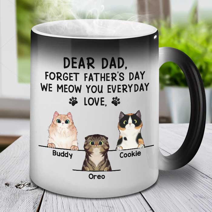 Dear Dad Forget Father's Day I Meow You Everyday - Funny Personalized Color Changing Cat Mug