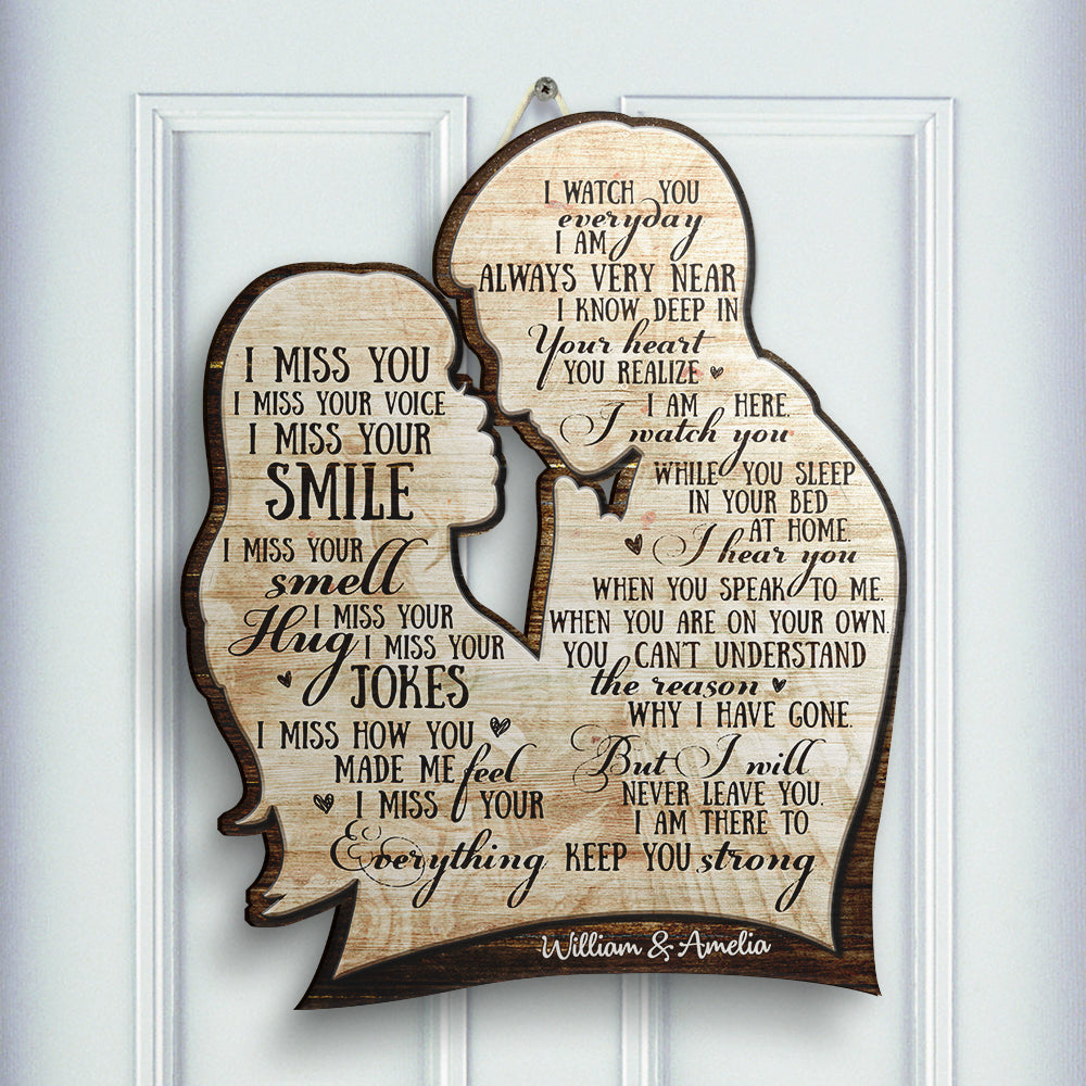 I Will Never Leave You - Gift For Couples, Husband Wife - Personalized Shaped Door Sign