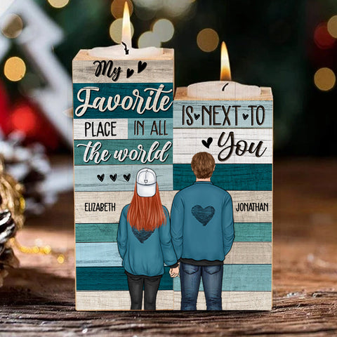 My Favorite Place In All The World - Gift For Couples - Personalized Candle Holder