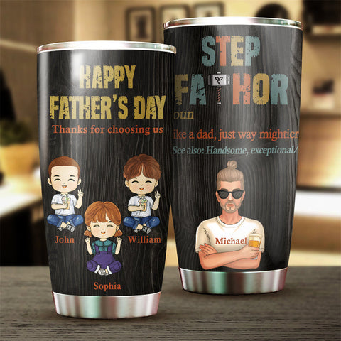 Step Fathor Like A Dad - Personalized Tumbler - Gift For Dad, Gift For Father's Day