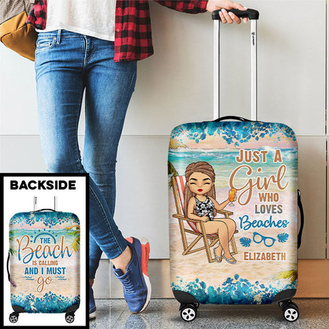 The Beach Is Calling And I Must Go - Gift For Bestie, Personalized Luggage Cover