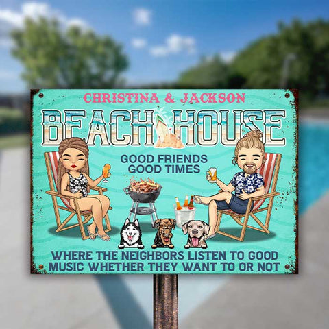Good Friends Good Times - Personalized Metal Sign - Gift For Couples, Husband Wife