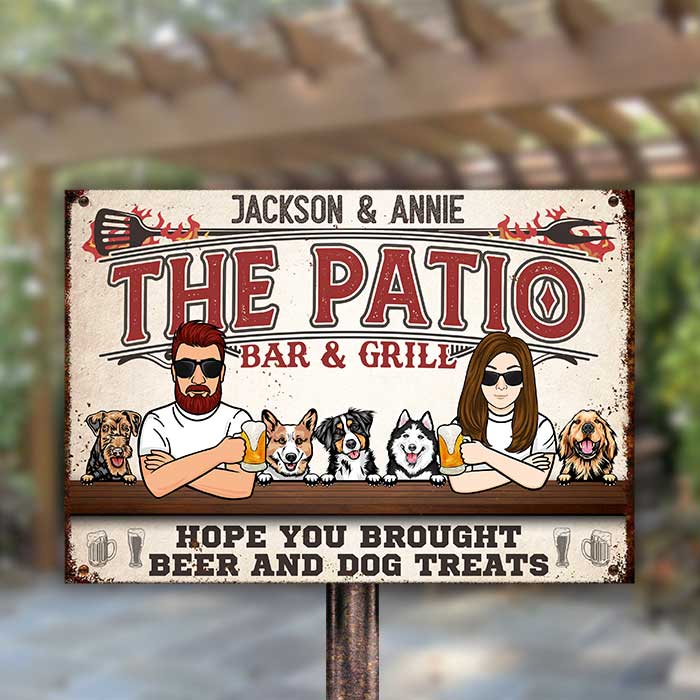 The Patio Bar & Grill - Personalized Metal Sign - Gift For Couples, Husband Wife
