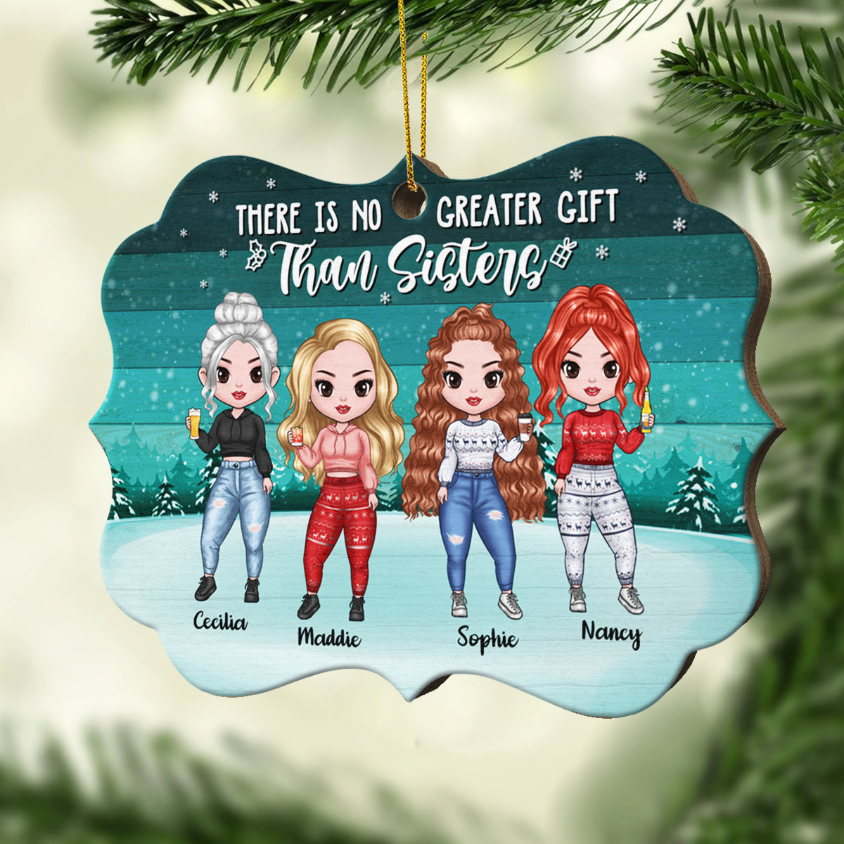 There Is No Greater Gift Than Sisters - Personalized Shaped Ornament