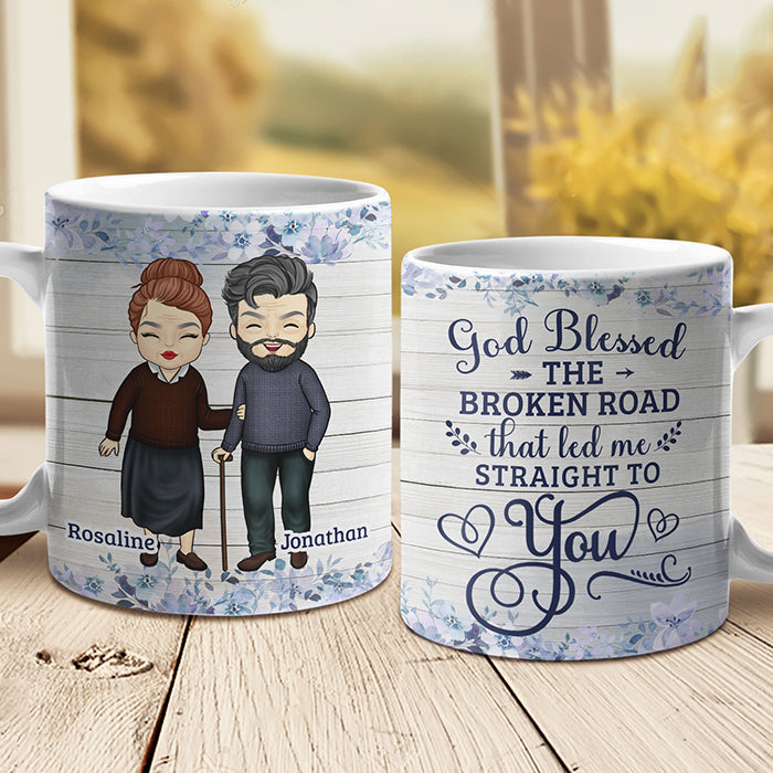 God Blessed The Broken Road That Led Me Straight To You - Gift For Couples, Personalized Mug