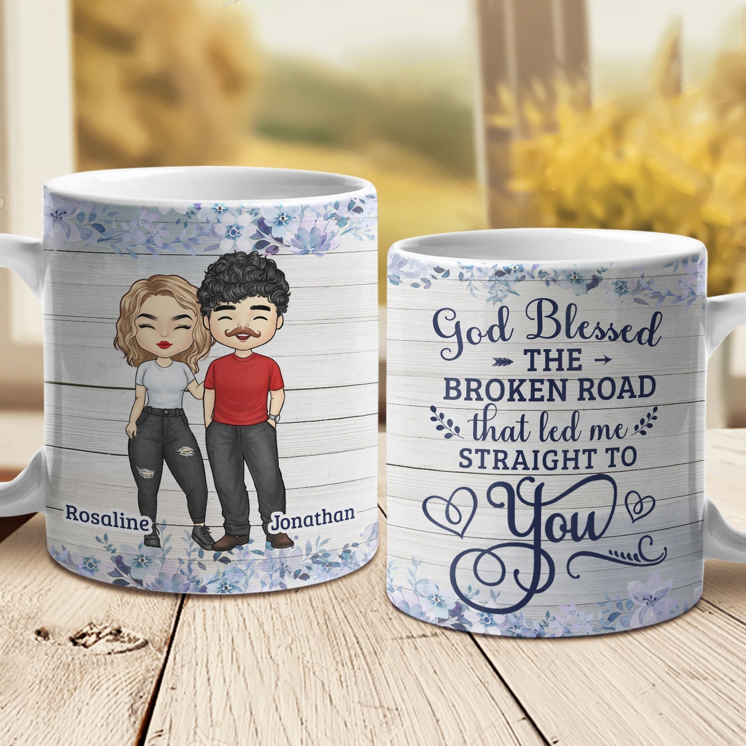 God Blessed The Broken Road That Led Me Straight To You - Gift For Couples, Personalized Mug