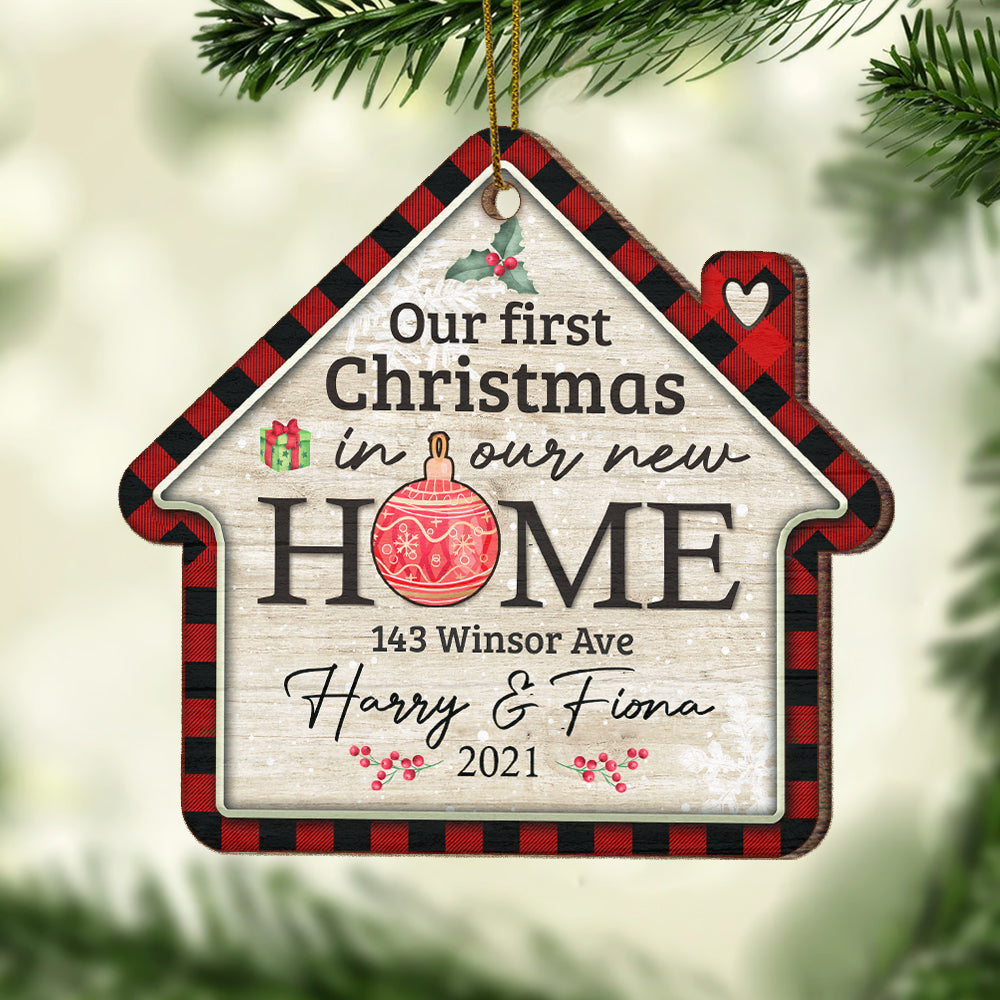 Our First Christmas In Our New Home - Gift For Couples, Husband Wife, Personalized Shaped Ornament