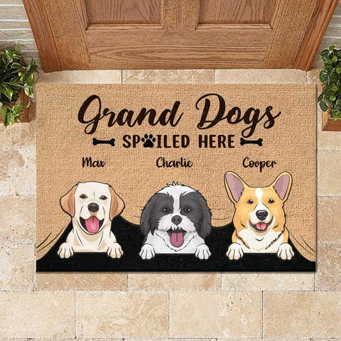 Grand Dogs Spoiled Here - Personalized Decorative Mat