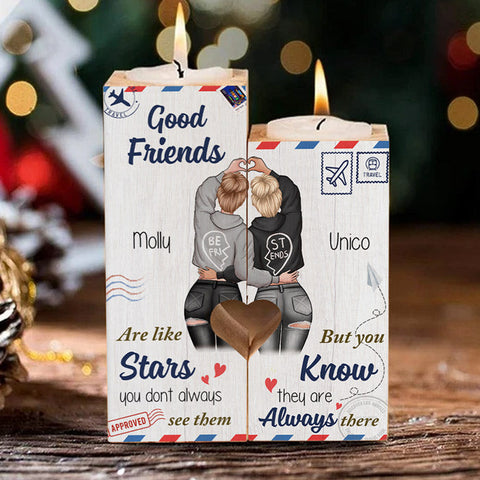 Good Friends Are Like Stars - Gift For Bestie - Personalized Candle Holder