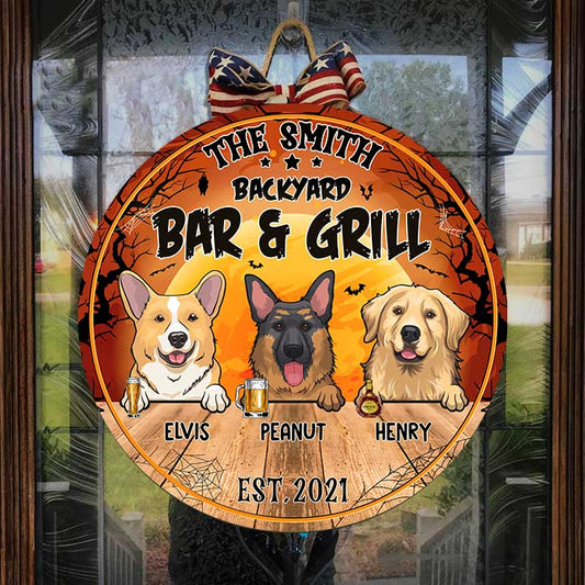 Halloween - Bar And Grill - Funny Personalized Door Sign